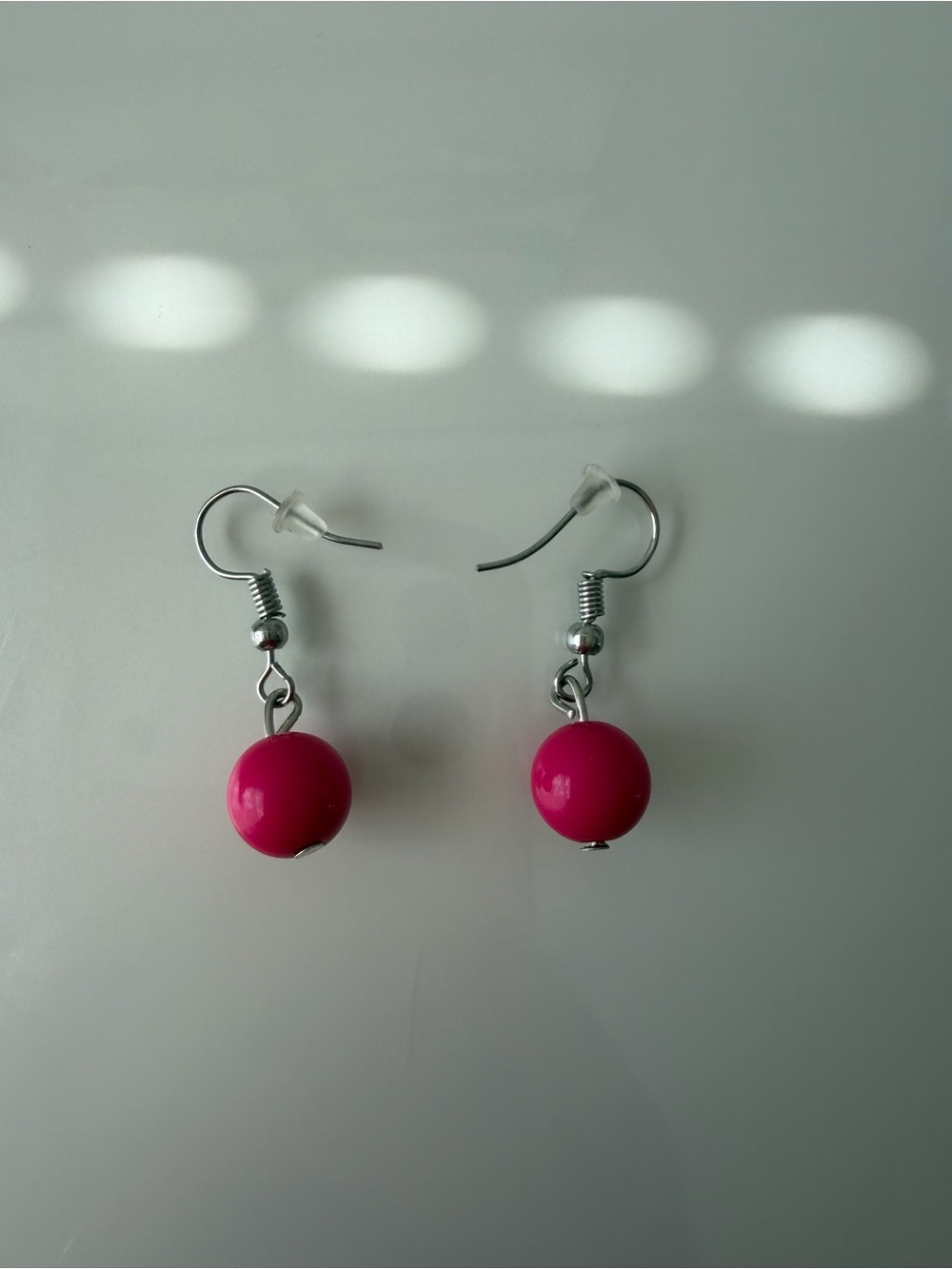 Pink Bead Drop Earrings - Unbranded